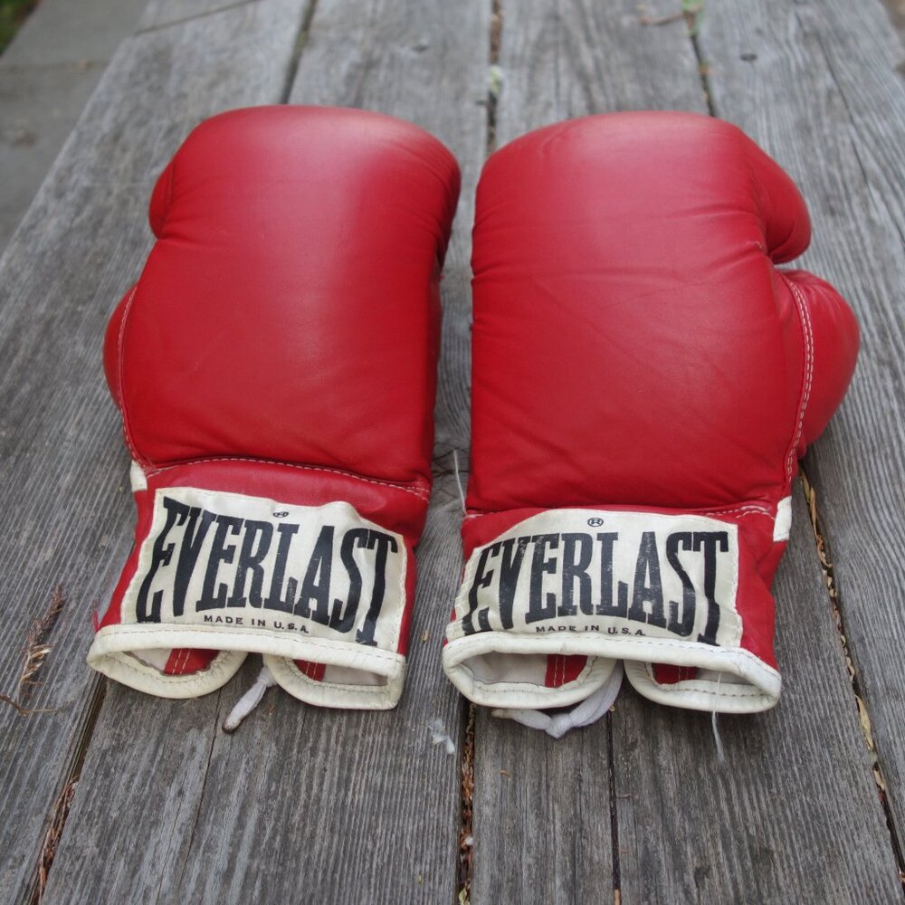 Everlast 2112 Lace Up Red Boxing Gloves Made in U.S.A.